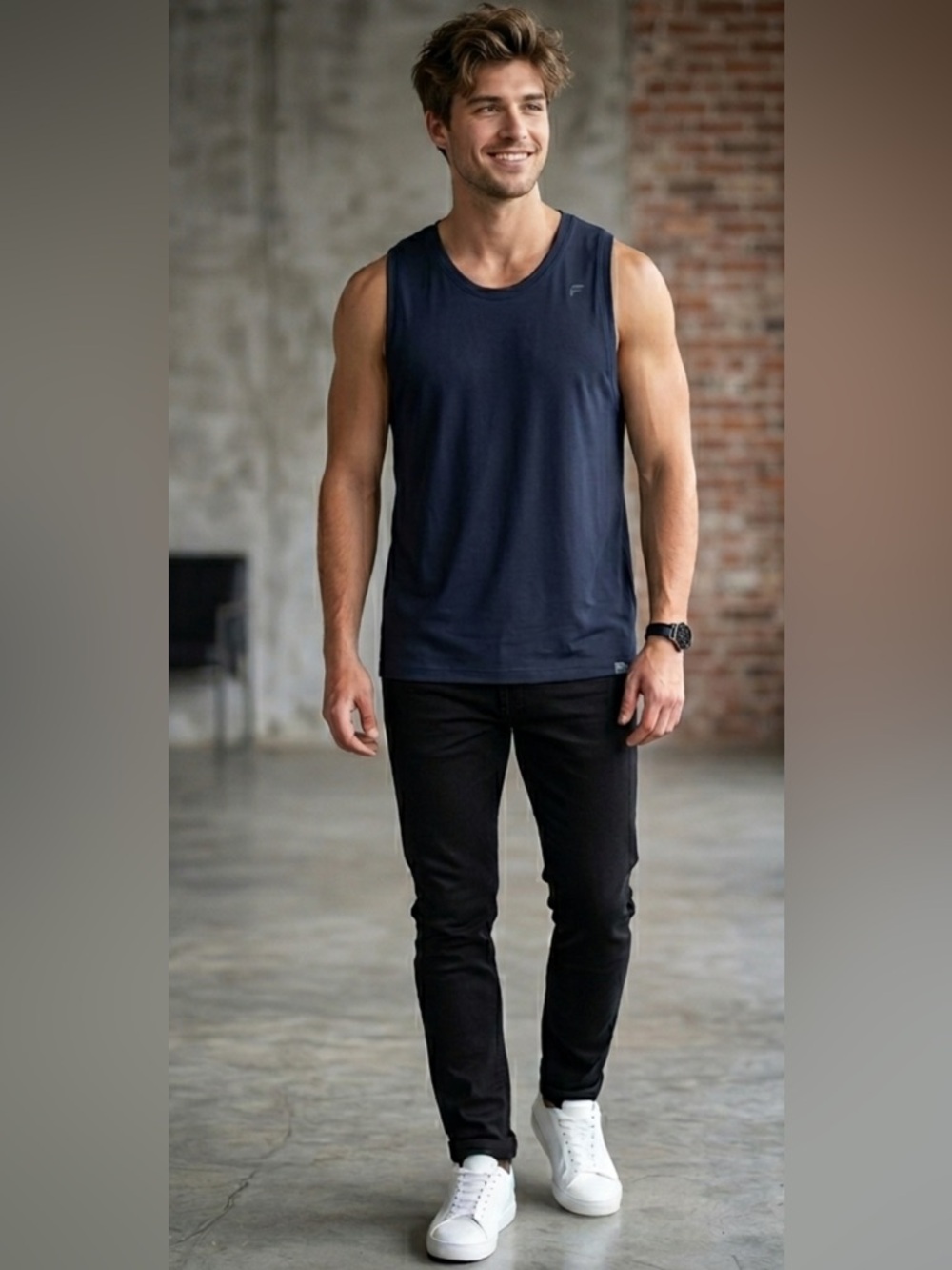 Fabletics Men's Navy Performance Tank Top